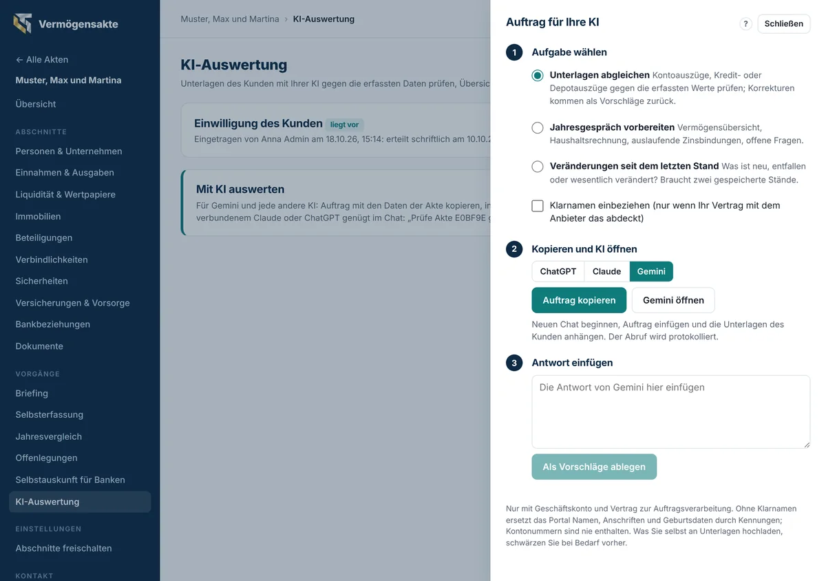 KI-Auswertung: Auftrag für die eigene KI erstellen