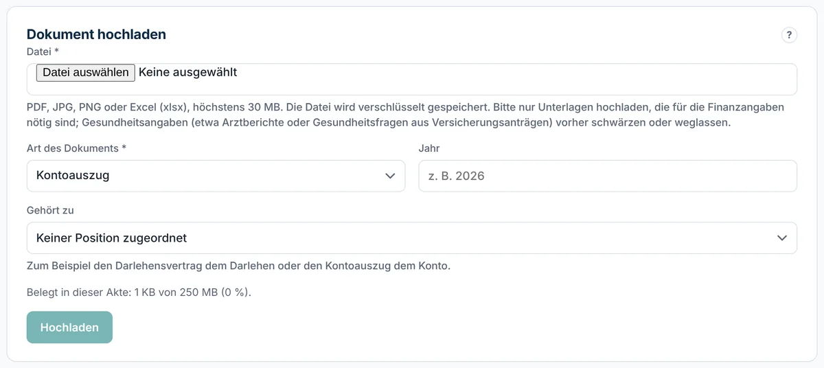 Dokumente für den Berater hochladen